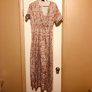 2XL Print Short Sleeve Maxi Dress Short Sleeve w/Matching Belt